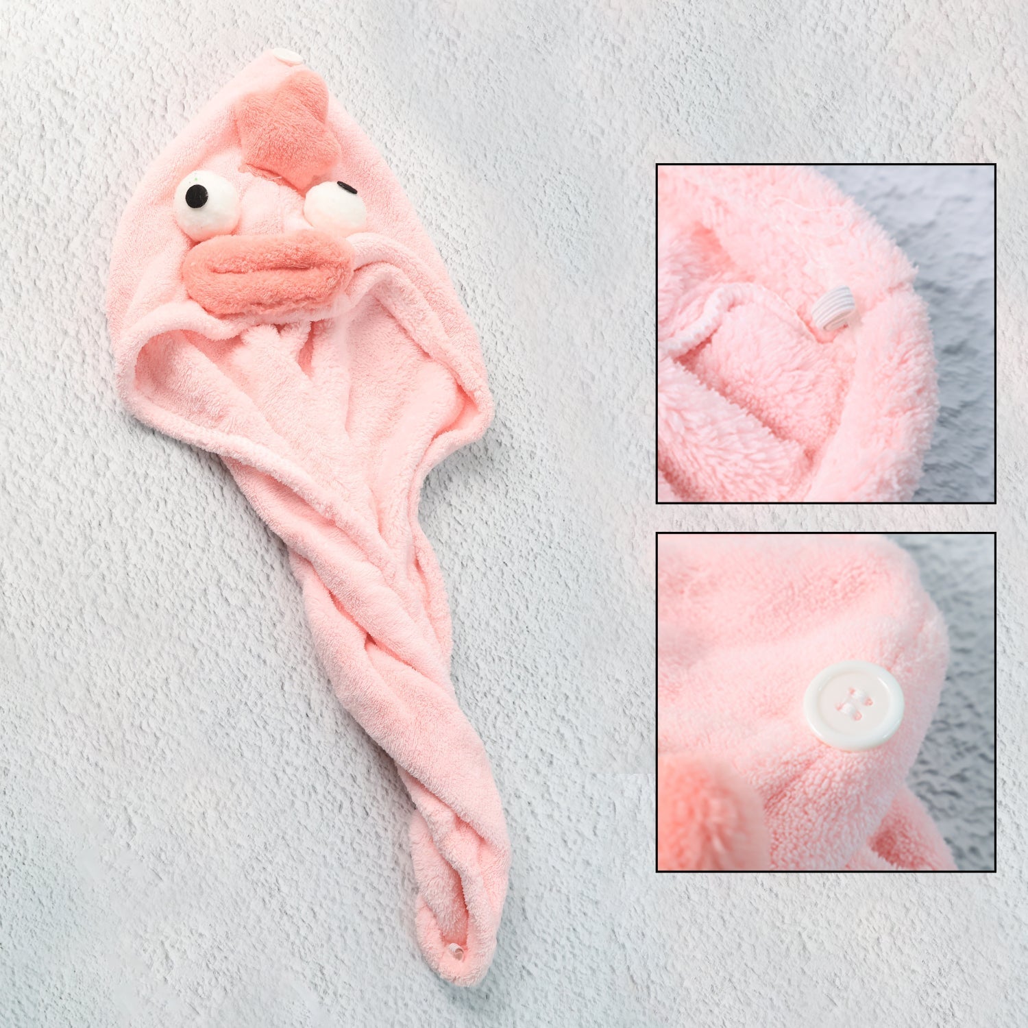 Soft Microfiber Cartoon Design Hair Drying Towel Wrap with Button Closure (1 Pc) Soft Microfiber Cartoon Design Hair Drying Towel Wrap with Button Closure (1 Pc)
